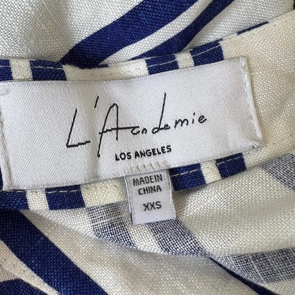 L'academie Tuscany Midi Dress in Ocean Stripe Size XXS V-Neck Coastal Beach - Picture 4 of 8